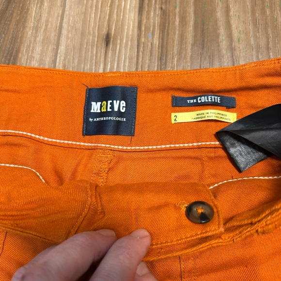 Anthropologie Maeve Colette orange linen blend crop wide leg pants size 2 - Picture 4 of 8